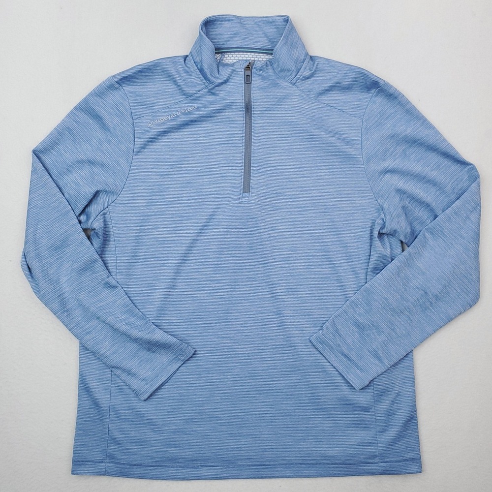 Vineyard Vines Pullover Men Large Blue On-The-Go Sankaty Quarter Zip Performance